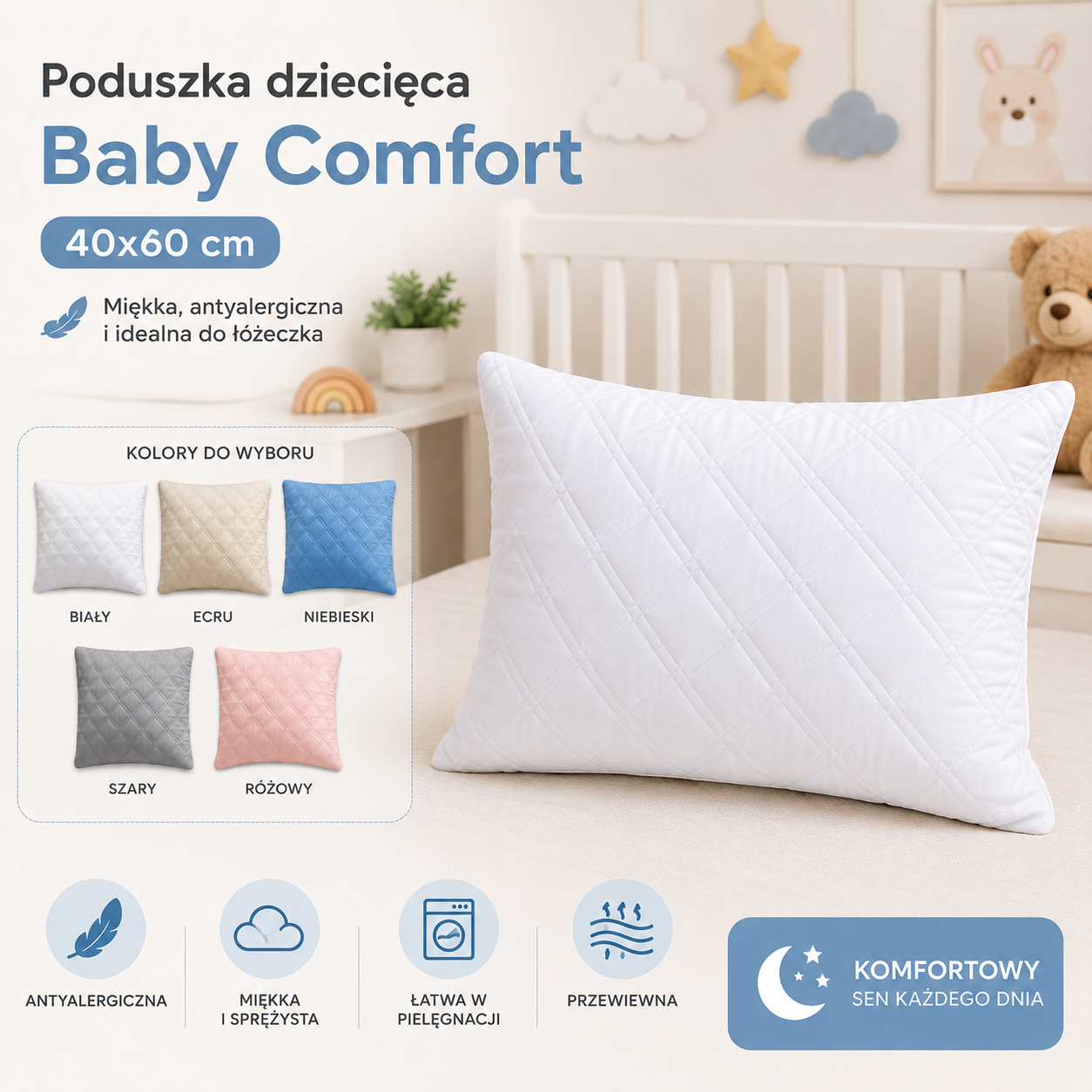 Poduszka dziecięca Baby Comfort — 40x60 cm (290g) - obrazek 3